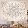 Lunerfex Boho Floral Tapestry Mandala Wall Tapestry, Cute Tapestries for Bedroom Beige Flower Tapestries Wall Hanging for Bedroom Living Room Decor Beige-1 70"x90"-Ruum Studio Home