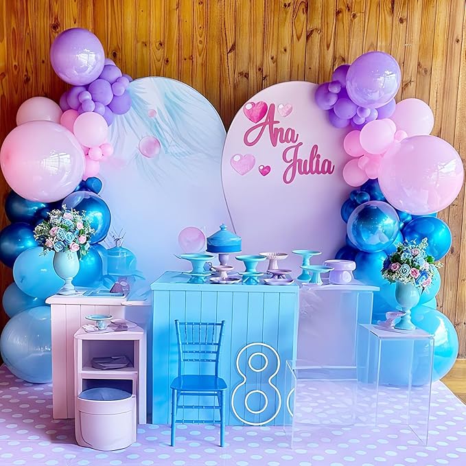Pink and Blue Balloons 12 Inch Pastel Metallic Blue Baby Light Pink Chrome Latex Balloon Confetti Balloon for Kids Girls Hawaiian Summer Gender Reveal Wedding Birthday Baby Shower Party Decor-Ruum Studio Home