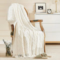 inhand Knitted Throw Blankets for Couch and Bed, Soft Cozy Knit Blanket with Tassel, Off White Lightweight Decorative Blankets and Throws, Farmhouse Warm Woven Blanket for Men and Women, 60"x80"-Ruum Studio Home