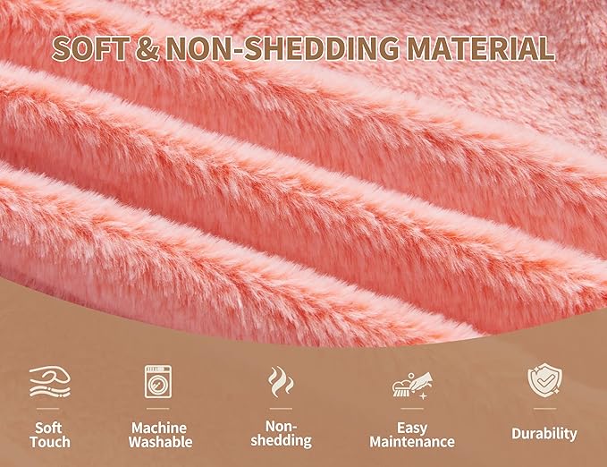 Orange Ottomon with Storage 20"x15" Vanity Stool for Bean Bag Chairs for Adults Kids Filled Floor Pouf Footrest Ottoman Furry Storage Ottoman Round Boho Ottomans for Living Room Decor-Ruum Studio Home