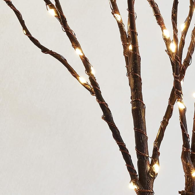 Fudios Lighted Twigs and Branches for Vases Plug in 32in Tall,Brown Willow Tree Branches with Lights 150 LED Outdoor Indoor Holiday Party Decor Gift 2Sets-Ruum Studio Home