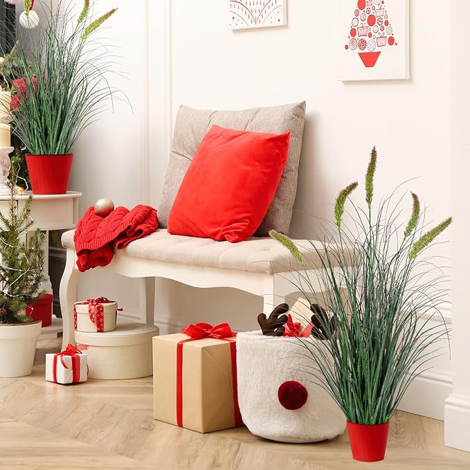 Green Onions Fake Plants,Artificial Plants Indoor, Fake Grass Decor Green Plant Fake Outdoor Flowers Fake Succulents,Artificial Tall Grass Plants with Pots House Decorative(36“ 1 Pack)-Ruum Studio Home