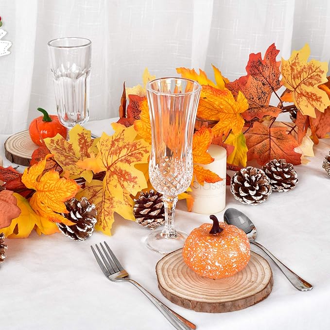 Lvydec 2 Pack Maple Leaves Fall Garland Clearance - 5.8ft/Strand Artificial Fall Foliage Garland Colorful Autumn Decoration for Home Wedding Party Thanksgiving-Ruum Studio Home
