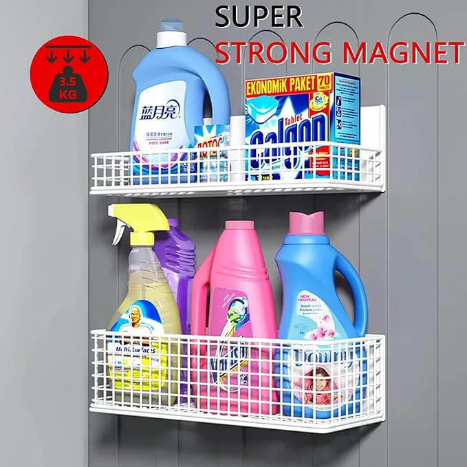 Magnetic Basket Fridge Organizer Wire Bins Pencil Holder Whiteboard Accessories Home Kitchen Organization (Black-Low)-Ruum Studio Home