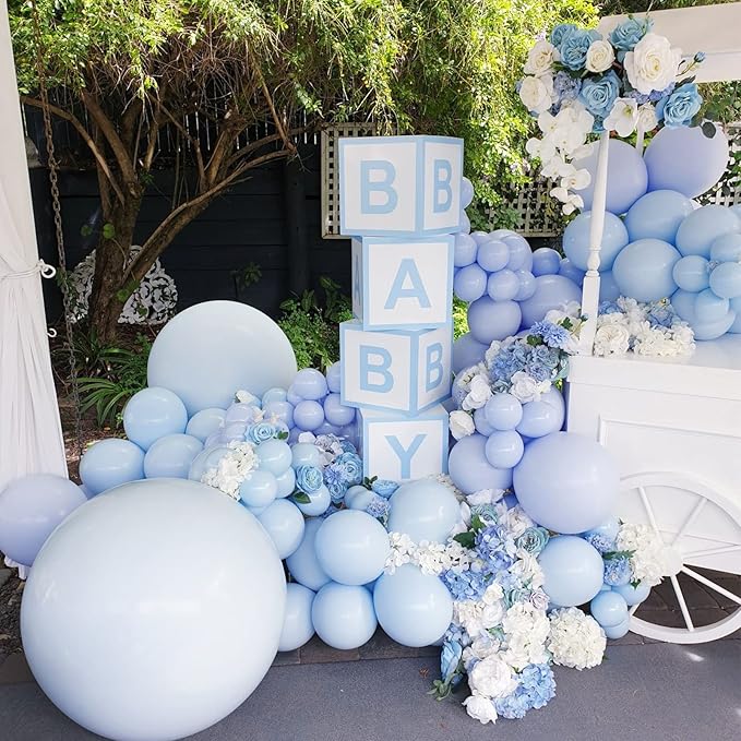 130pcs Light Blue Balloons Different Sizes 18" 12" 10" 5" Baby Blue Balloons for Boys Girls Birthday Baby Shower Gender Reveal Wedding Children's Day Decorations-Ruum Studio Home