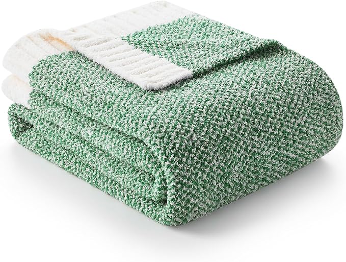 Snuggle Sac Green Throw XL Blanket 50x70,Super Soft Warm Blankets Oversized Throw Knit Blankets Fuzzy Plush Blanket, Heather Green, 50x70 inches-Ruum Studio Home