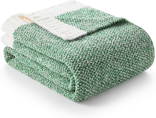 Snuggle Sac Green Throw XL Blanket 50x70,Super Soft Warm Blankets Oversized Throw Knit Blankets Fuzzy Plush Blanket, Heather Green, 50x70 inches-Ruum Studio Home