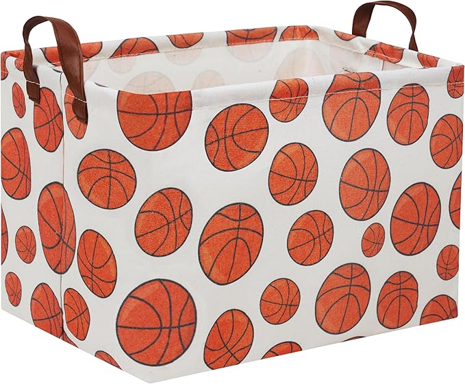 HIYAGON Rectangular Basketball Basket Kids Gift Basket Baby Toy Storage Bin Organizer Box Room Decor(Basketball)-Ruum Studio Home