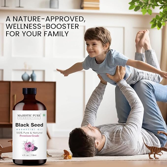 Majestic Pure Black Seed Essential Oil with Glass Dropper - Huge 4 Fl Oz - 100% Pure and Natural Black Pepper Oil - Premium Grade Essential Oils for Diffuser, Aromatherapy, Soap and Candle Making-Ruum Studio Home