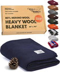 Woolly Mammoth Woolen Company Merino Wool Camping Blanket - 66 x 90 in - Navy Blue - Heavyweight Insulated Outdoor Throw Blanket for Camping & Hiking & Backpacking-Ruum Studio Home