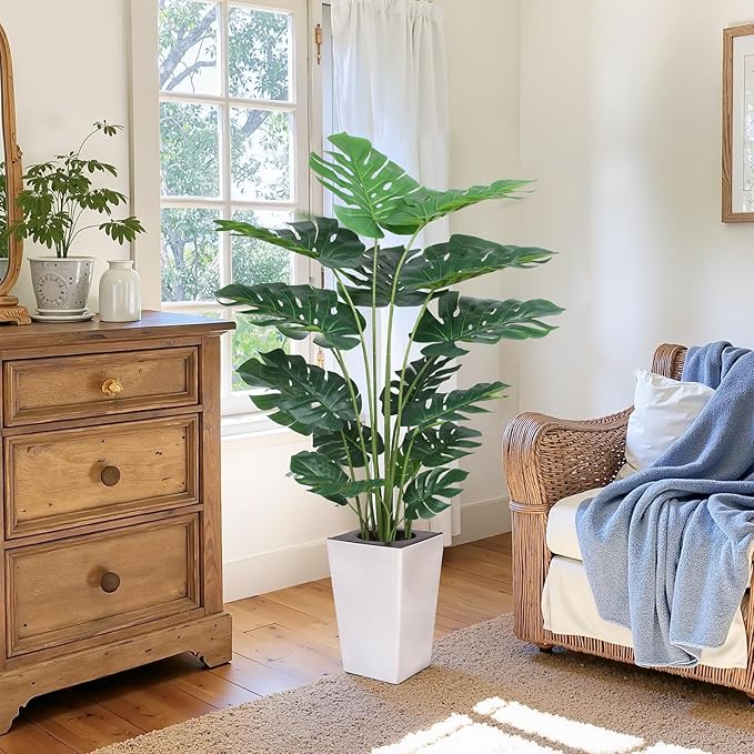 Artificial Monstera Plant 5ft, Realistic Fake Plants with Silk Leaves & Texture Trunk, Artificial Plants for Home Office Decor Indoor Outdoor Housewarming Gift-Ruum Studio Home