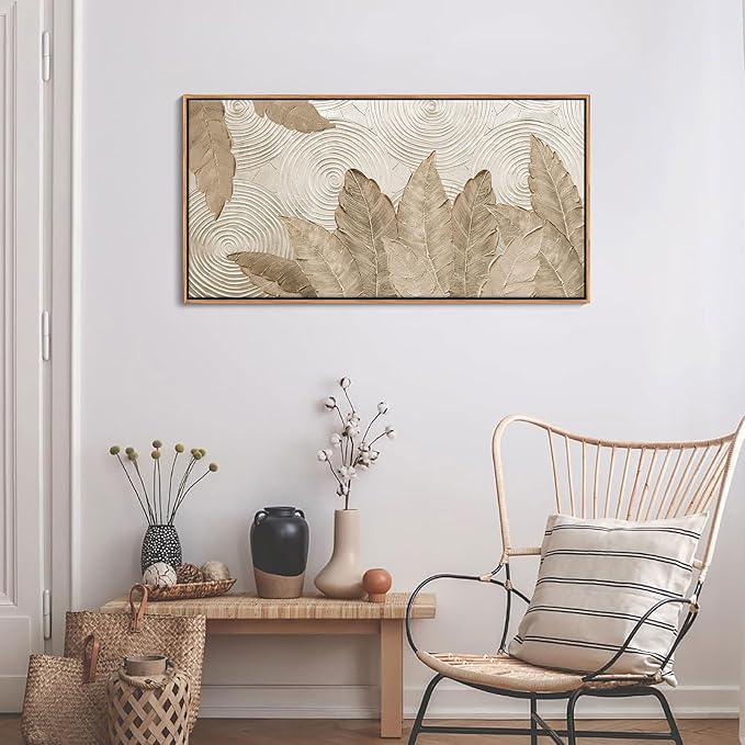 Minimalist & Modern Art for Bedroom Decor Framed Abstract Artwork for Walls Neutral & Contemporary Beige Wall art - Artwork for Living Room and Boho Style Large Abstract Wall Art 20×40IN-Ruum Studio Home