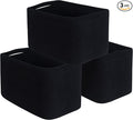 MINTWOOD Design 3-Pack Storage Baskets for Shelves, Playroom and Classroom, Book Basket, Decorative Storage Cube Bins, Woven Closet Organizers, Pantry and Shoe Organizer, Full Black-Ruum Studio Home