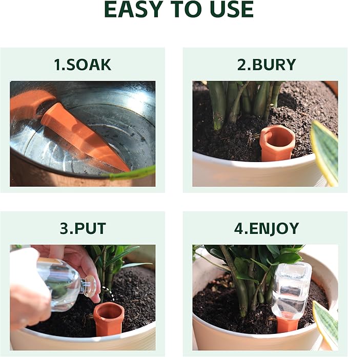 Large Terracotta Plant Watering Spikes, Automatic Plant Waterer Outdoor | Indoor Use, Vacation Clay Watering Devices System, Slow Release Self Watering Planter Insert, 6 Pack-Ruum Studio Home