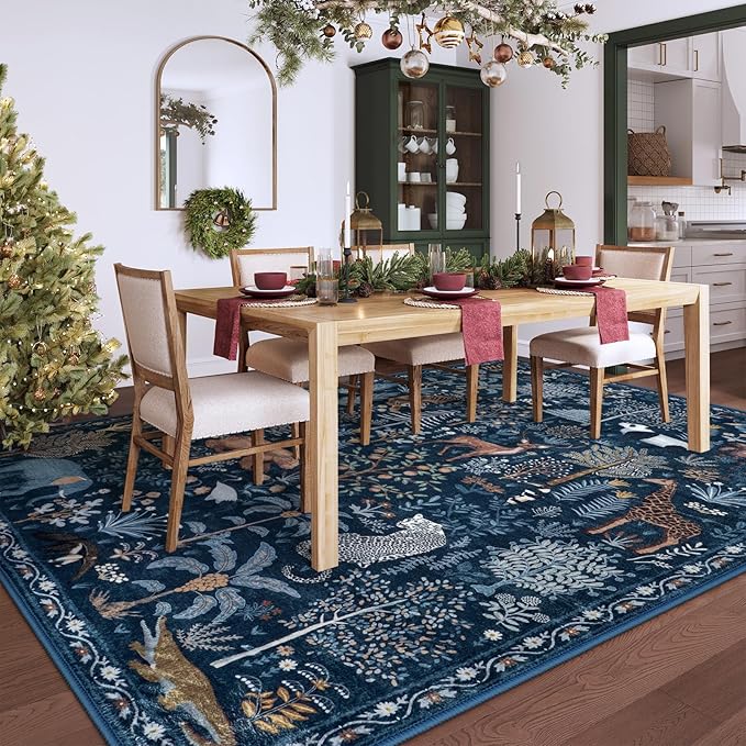 OJIA Jungle Print Rugs for Living Room 8x10 Washable Area Rugs for Bedroom, Modern Non-Slip Ultra-Thin Soft Large Carpet Non-Shedding Nursery Rug for Teens Kids Playroom Dining Room Home Decor-Ruum Studio Home