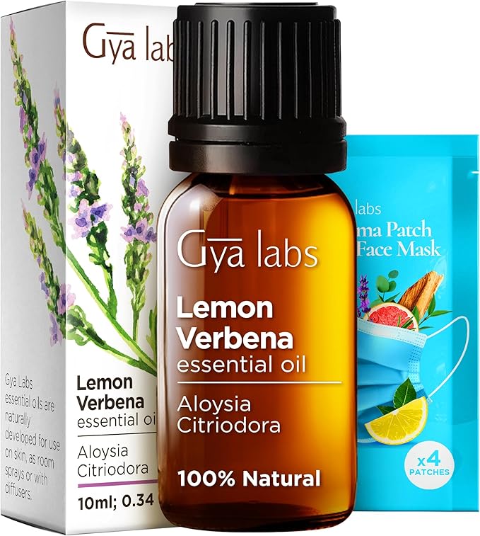 Gya Labs Lemon Verbena Essential Oil for Diffuser - 0.34 Fl Oz - 100% Pure Natural Lemon Verbena Oil for Skin, Hair, Perfume, Bath Bombs & Candle Making Scent-Ruum Studio Home