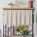 Sutuo Home Boho Sheer Curtain Valance Cotton Linen with Bohemian Handmade Tassels, Short French Farmhouse Window Treatment for Kitchen Cafe, Rod Pocket, 1 Panel 59" W x 18" L, Natural-Ruum Studio Home