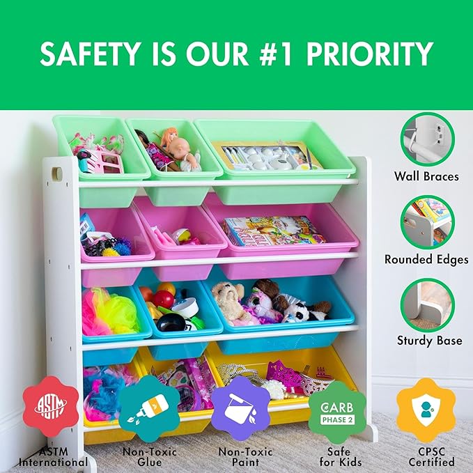 Humble Crew Kids' Toy Storage Organizer, White/Pastel (WO560P)-Ruum Studio Home