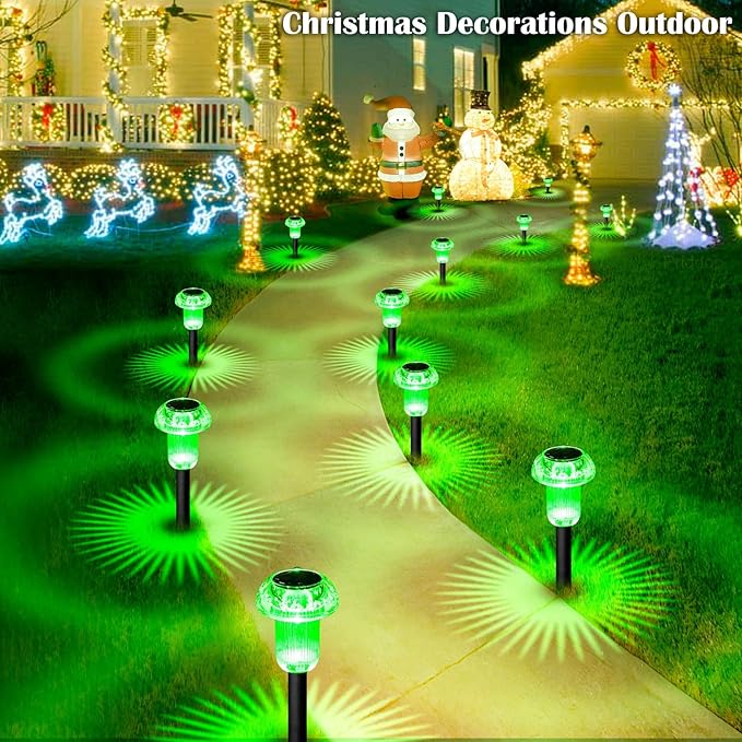 Halloween Solar Lights Outdoor 8 Pack Green LED Waterproof Mushroom Outside Lights for Yard Garden Patio Pathway Walkway Landscape Halloween Decorations-Ruum Studio Home