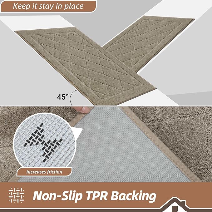 BEQHAUSE Dirt Trapper Door Mat 36" x 60", Doormat Non-Slip Entryway Rugs Washable, Dog Door Mat Stain Resistant and Absorbent Welcome Floor Mat for Front Back Door, Muddy Wet Shoes & Paws, Beige-Ruum Studio Home
