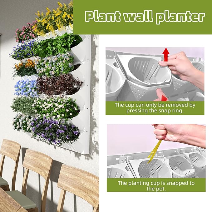 Self-Watering Wall-Mounted Vertical Planter, 36 Pots Wall Planter Indoor Vertical Living Green PlantWall Easy Installation 45''x39'' x5'' (White, 45X39 Inch 36Pcs)-Ruum Studio Home