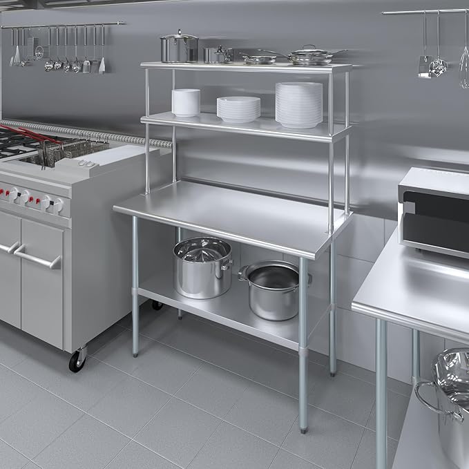 AmGood Double OverShelf Stainless Steel NSF - Many (48" Long x 14" Deep)-Ruum Studio Home