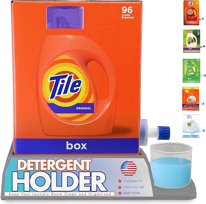 Skywin Laundry Detergent Holder For Eco Box Laundry Soap Dispenser with Easy-to-Store Package - Less Plastic Liquid Detergent Dispenser (Grey)-Ruum Studio Home