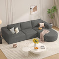 Modular Sectional Sofa with L-Shape Chaise,Cloud Sectional Modern Sleeper Couch with Deep Seat,Sponge Compression Sofas No Assembly Required(Gray-Corduroy Fabric) 1PCS-Ruum Studio Home