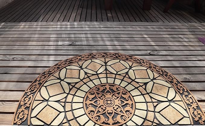 CHICHIC Entrance Door Mat Large 18 x 30 Inch Entry Way Doormat Front Door Rugs Outdoors Heavy Duty Welcome Mat Non Slip Rubber Back Low Profile for Garage, Patio, High Traffic Area, Semicircle-Ruum Studio Home