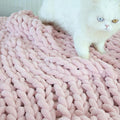Maetoow Chenille Chunky Knit Blanket Throw （40×50 Inch）, Handmade Warm & Cozy Blanket Couch, Bed, Home Decor, Soft Breathable Fleece Banket, Christmas Thick and Giant Yarn Throws, Light Pink-Ruum Studio Home