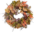 24" Fall Wreath for Front Door Handmade with Artificial Autumn Leaves, Natural Pinecones, Faux Berries and Wheat, Autumn Harvest Wreath Decoration for Home Farmhouse Door Wall Window Porch-Ruum Studio Home