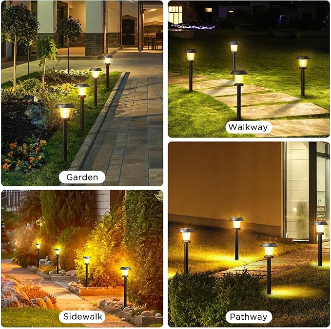 ALEPOD Solar Pathway Lights Outdoor - 8 Pack Solar Powered Garden Lights Waterproof, Decor Landscape Lighting with Three Lighting Modes for Yard, Lawn, Walkway, Driveway, Warm White-Ruum Studio Home