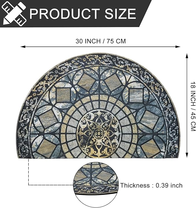 CHICHIC Entrance Door Mat Large 18 x 30 Inch Entry Way Doormat Front Door Rugs Outdoors Heavy Duty Welcome Mat Non Slip Rubber Back Low Profile for Garage, Patio, High Traffic Area, Blue-Ruum Studio Home