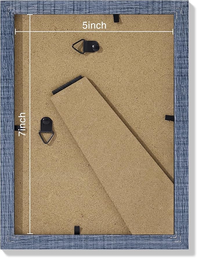 Vittanly 5x7 Picture Frames Set of 9, Shatter Resistant Plexiglass, Display 4x6 Pictures with Mat or 5x7 without Mat, Photo Frames for Wall or Tabletop, Engineered Wood, Navy-Ruum Studio Home