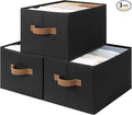 StorageWorks Storage Baskets for Shelves, Foldable Fabric Closet Storage Bins with Handles, Clothes Organizer Laundry Baskets, Black, 3-Pack, Large-Ruum Studio Home