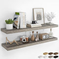 RICHFOCUS 48Inch Floating Shelves for Wall 2 Pack Shelves for Bedroom|Kitchen|Bathroom Wall Mounted Rustic Wood Floating Shelf with Invisible Brackets for Books|Storage|Decor, Grey-Ruum Studio Home