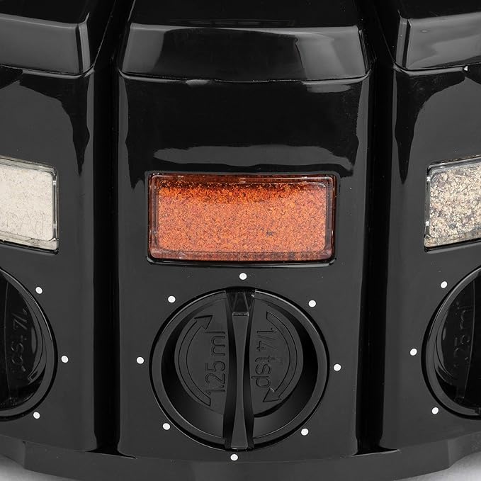 Kitchen Art Spice Rack Select-A-Spice Auto-Measure Carousel 12 Compartments Black 8.75 x 8.75 x 6 inches-Ruum Studio Home