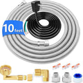 Dishwasher Installation Kit - 10 FT Stainless Steel Dishwasher Hose with 3/8" Compression Connections,Food Grade PEX Inner Tube Dishwasher Water Supply Line with Elbows,Adapters and 6 FT Power Cord-Ruum Studio Home