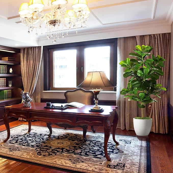 5ft Artificial Fiddle Leaf Fig Tree (60in) with Plastic Nursery Pot Faux Tree, Ficus Lyrata Fake Plant for Office House Farmhouse Living Room Home Decor (Indoor/Outdoor)-Ruum Studio Home