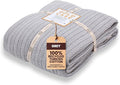 Gold Case Throw Blanket for Bed – 100% Recycled Turkish Cotton Bed Blanket – Decorative Throw Cotton Blankets for Living Room & Bedroom – Woven Twin Blankets - 71x90 - Grey-Ruum Studio Home