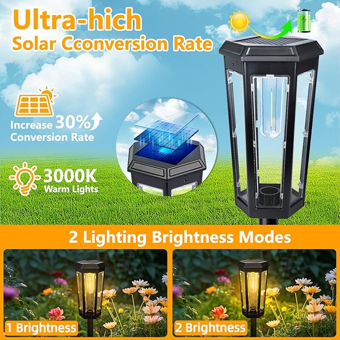Solar Pathway Lights, Upgraded Solar Bright LED Path Lights, Outdoor Waterproof Garden Landscape Lighting with 2 Lighting Modes & Auto On/Off, for Yard, Landscape, Patio, Lawn, Path, Walkway, Driveway-Ruum Studio Home