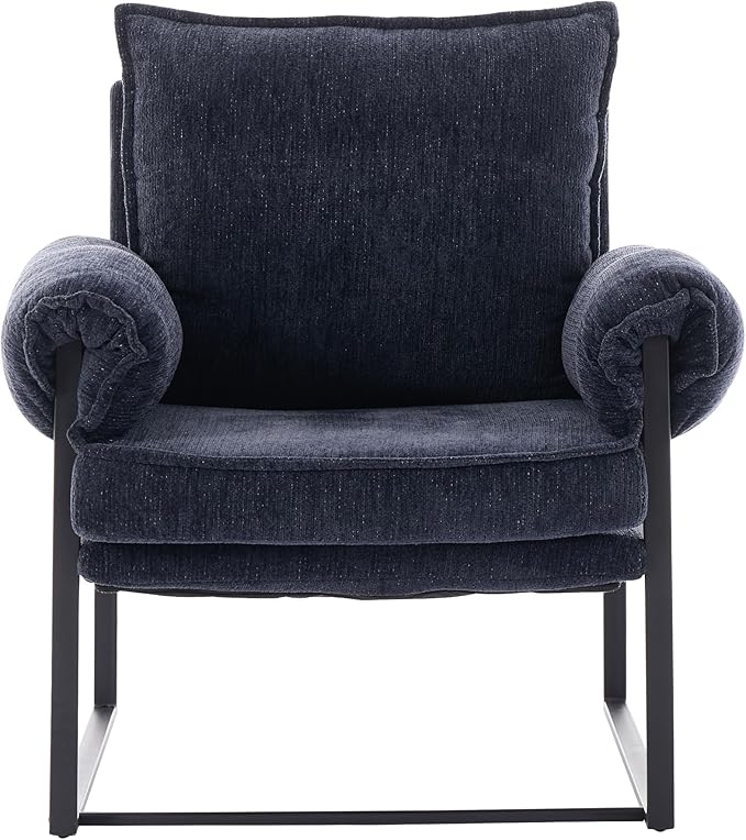 YISHENG Accent Chair with 6-Angle Adjustable Backrest, Chenille Fabric Living Room Chair Upholstered Lounge Chair, Modern Chair Cozy Reclining Chair for Reading Room, 1PC Dark Blue-Ruum Studio Home