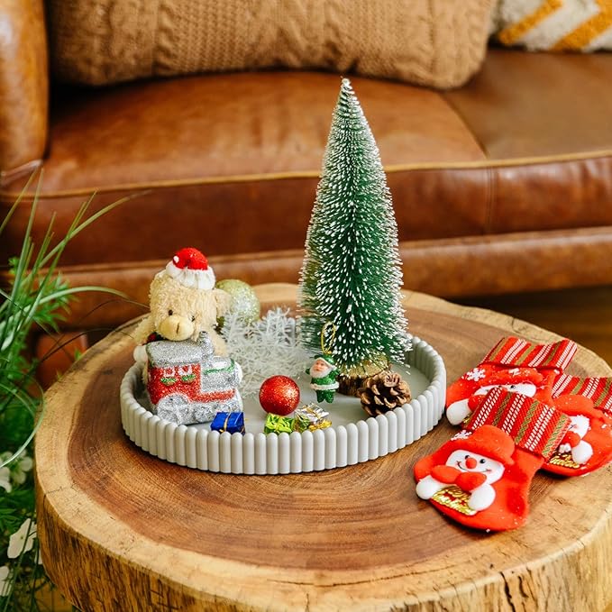 11.8in Decorative Tray for Coffee Table Decor- Modern Oval Concrete Tray for Home Decor- Minimalist Handcrafted Centerpieces Tray for Living Room, Kitchen Dining Table, Entryway (Gray)-Ruum Studio Home