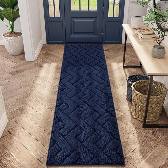 hicorfe Indoor Doormat,Front Back Door Mat Rubber Backing Non Slip Door Mats 20"x59" Absorbent Resist Dirt Entrance Doormat Inside Floor Mats Entryway Washable Low-Profile for Patio,Garden(Navy Blue)-Ruum Studio Home