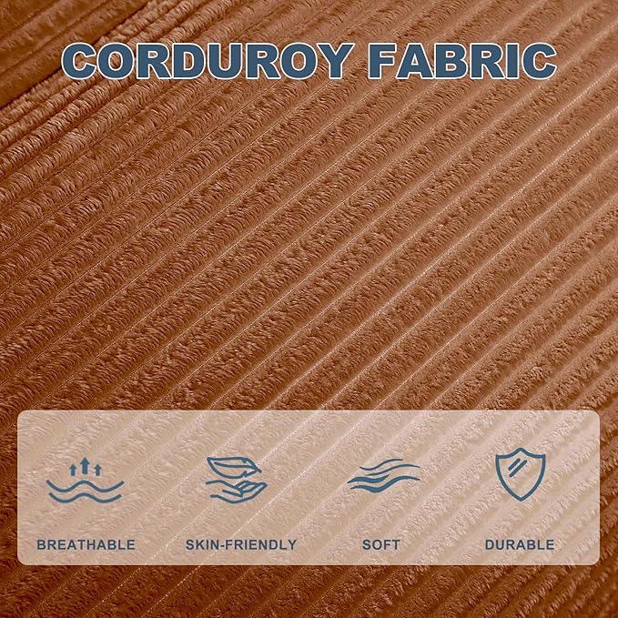 Misolant Bean Bag Chairs，Big Corduroy Fabric Sofa Bean Bag Chair for Adults and Teens with High-Resilience Sponge, Non-Slip Base Floor Lounge Sofa for Home, Living Room, Bedroom, Gaming Brown-Ruum Studio Home