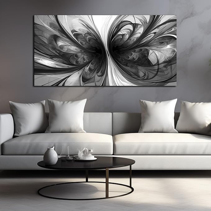 Large Abstract Canvas Wall Art Living Room Black Art Wall Decor for Office Teenage Boy Room Decor 29 x 59 Inch-Ruum Studio Home