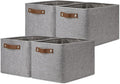 DULLEMELO Storage Baskets for Shelves, Fabric Collapsible Rectangular Storage Bins for Shelves, Closets, Nursery, Home, Office, Empty Gift Baskets (4-Pack, Grey)-Ruum Studio Home