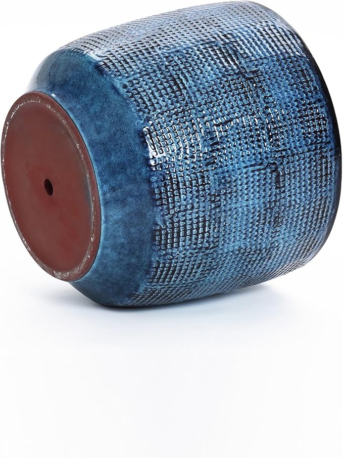 LuxenHome 15.5" Dia Large Ceramic Pots for Plants, Ocean Blue Glazed Planters for Outdoor Plants, Round Indoor Flower Pots with Drainage Hole and Rubber Plug for Home Garden Patio-Ruum Studio Home