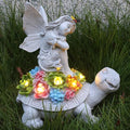 Garden Statues Outdoor Decorations Solar Turtle Angels Decor with Succulents LED Lights Garden Ornaments Figurines for Patio Yard Lawn Gifts for Women Grandma-Ruum Studio Home