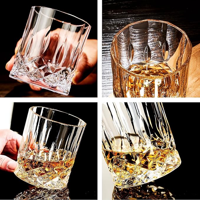 Whiskey Glasses Set of 4,Rock Glasses,11 oz Lead-Free Crystal Bourbon Glass,Old Fashioned Glass for Bourbon,Cognac,Irish Whisky,Personalised Whisky Glass Gift Set for Men,Dad,Brother-Ruum Studio Home
